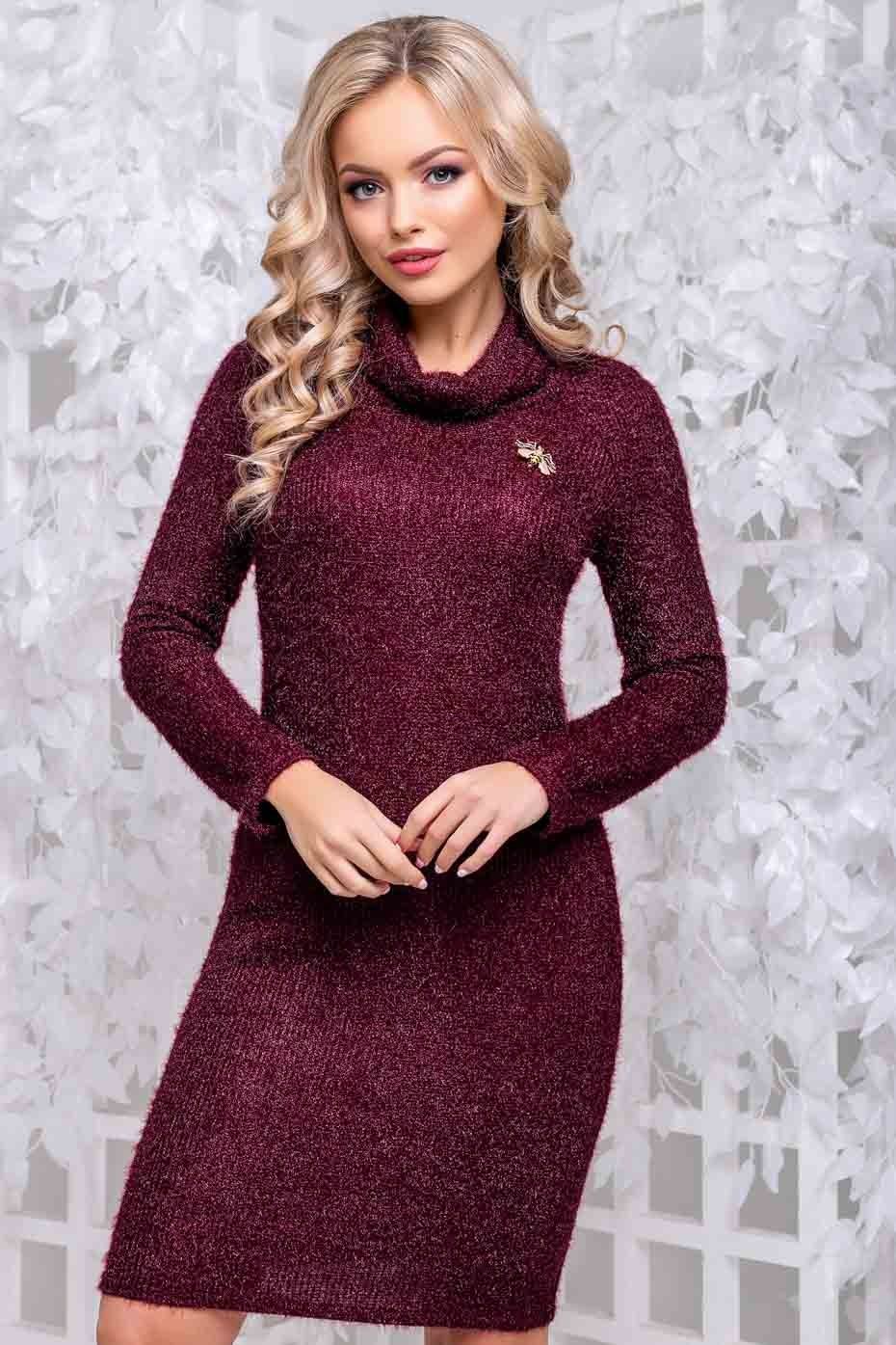Сукня ангорова з коміром-хомутом і довгим рукавом 1044-1.2831 фото