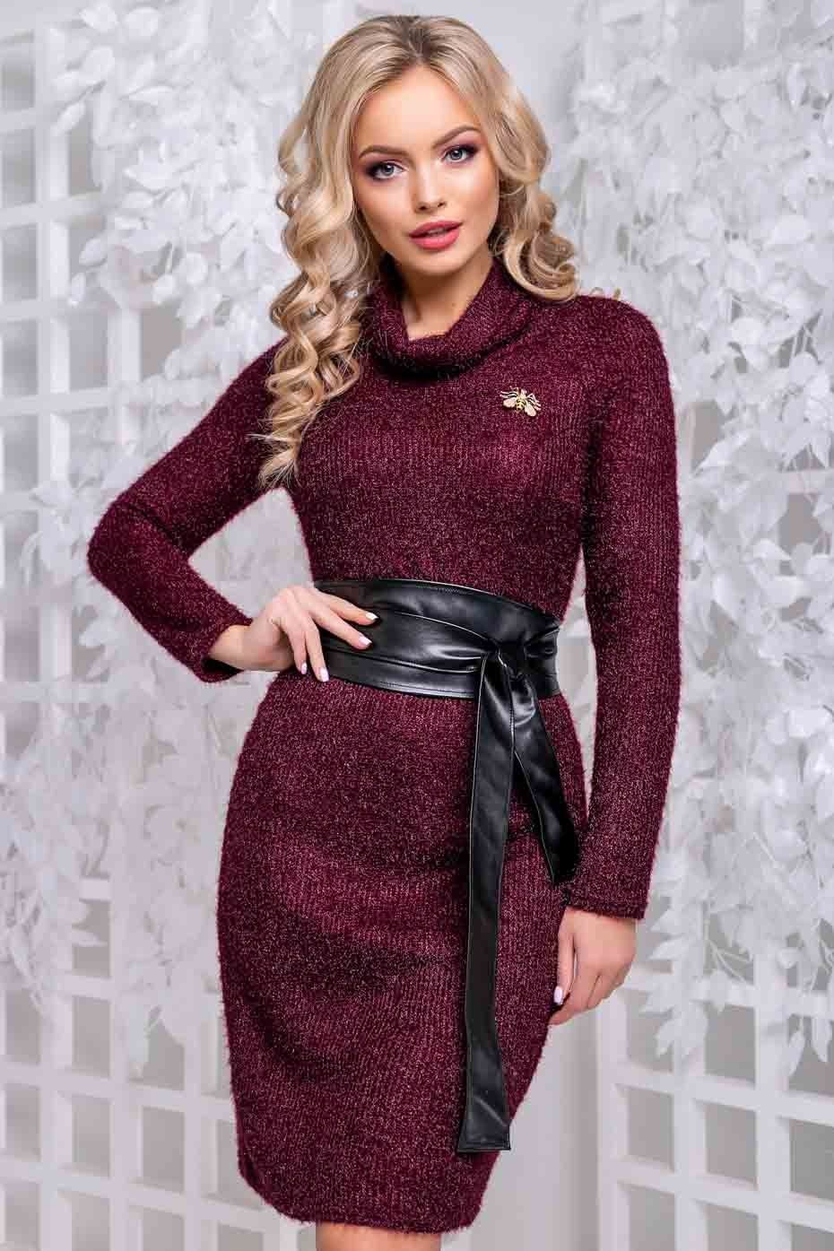 Сукня ангорова з коміром-хомутом і довгим рукавом 1044-1.2831 фото