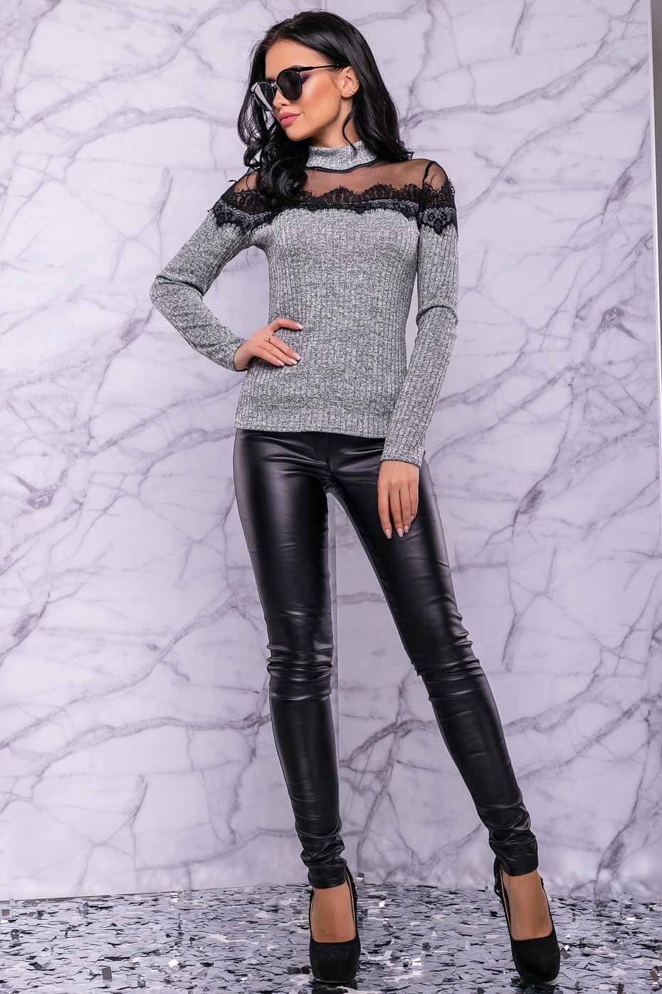Кофта в'язана приталена з мереживною кокеткою 1083.3014 фото