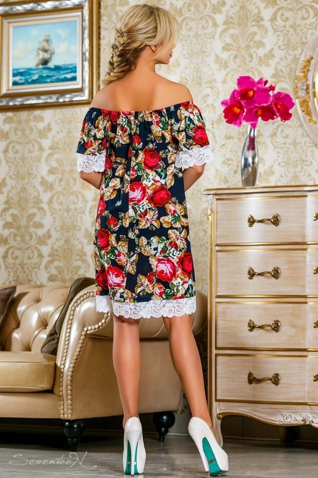 Платье прямое с открытыми плечами из креп-шифона 802.2252 фото